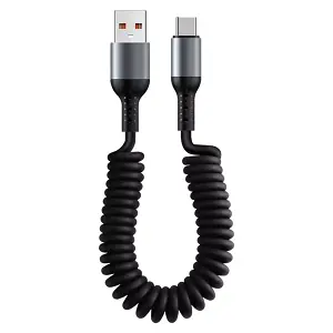Twisted USB-C Cable 1.8m - Robust spiral coating, reinforced tips